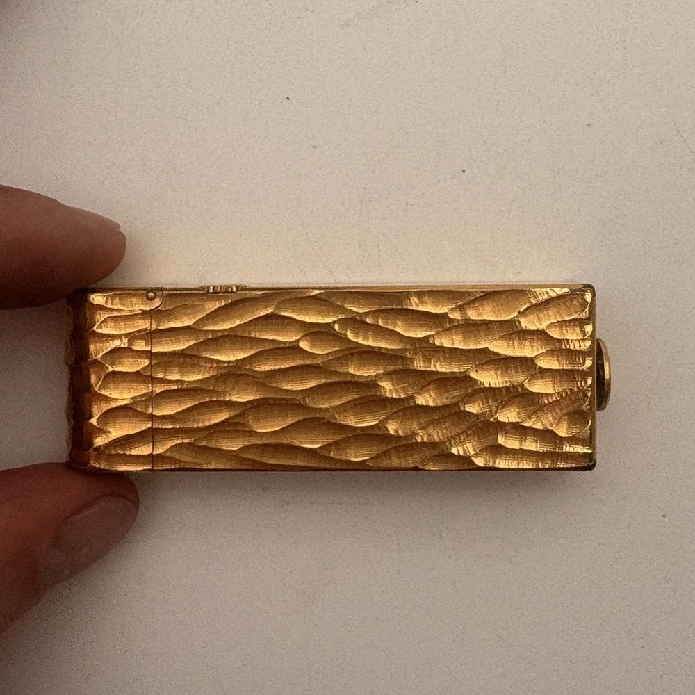 Vintage Dunhill Rollagas Gold Hammered Textured Lighter Swiss Made‎ W/ Box